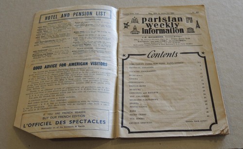1952 PARISIAN WEEKLY INFORMATION BOOKLET ENGLISH LA BOHEME PROGRAMME FRENCH #9 - Picture 7 of 9