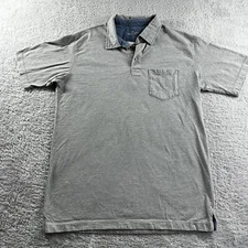Woolrich Shirt Mens Medium Polo Gray Short Sleeve Pocket Buttons