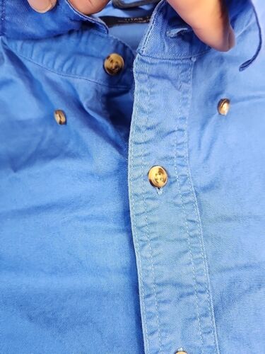 Miller Coors Fort Worth Logo Blue Twill Long Sleeve Button Down Shirt Mens Large - Picture 9 of 11