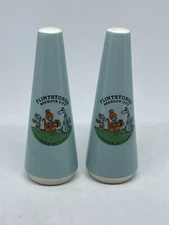 Vintage Flintstones Bedrock City Pebbles Bam Bam Dino Salt & Pepper Custer SD