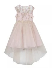 Rare Editions Little Girls Embroidered Hi Low Dress w/Mesh Skirt Size 4T