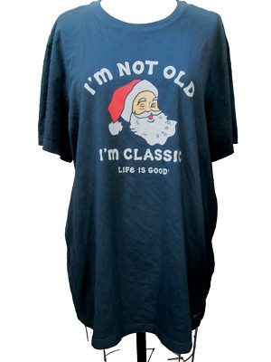 LIFE IS GOOD BLUE 'IM CLASSIC' SANTA CRUSHER TEE SZ XL  WORN 1X EXC COND! COTTON