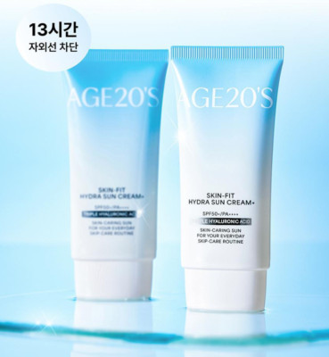 2 Pack AGE 20'S Skin Fit Hyaluronic Acid Sun Cream Plus SPF50+ PA++++