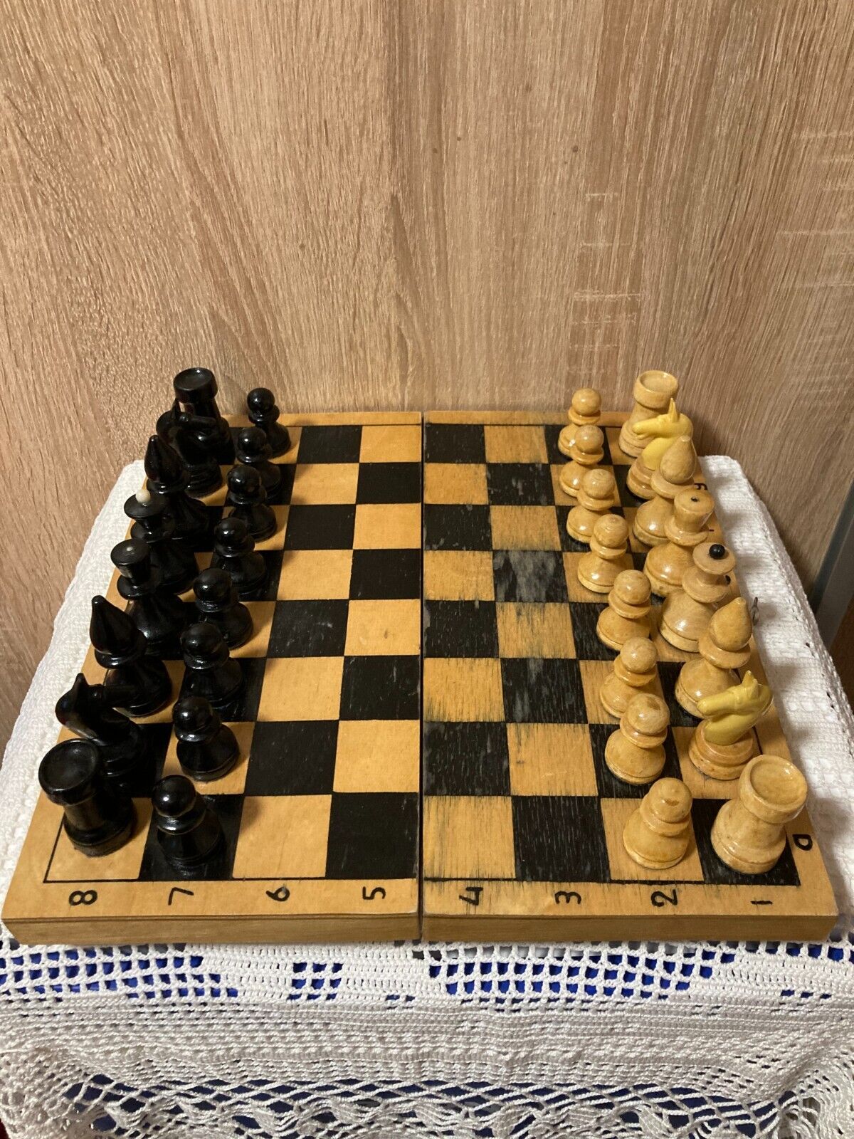 Soviet wooden chess board medium size - 40 cm vintage foldin - Inspire  Uplift