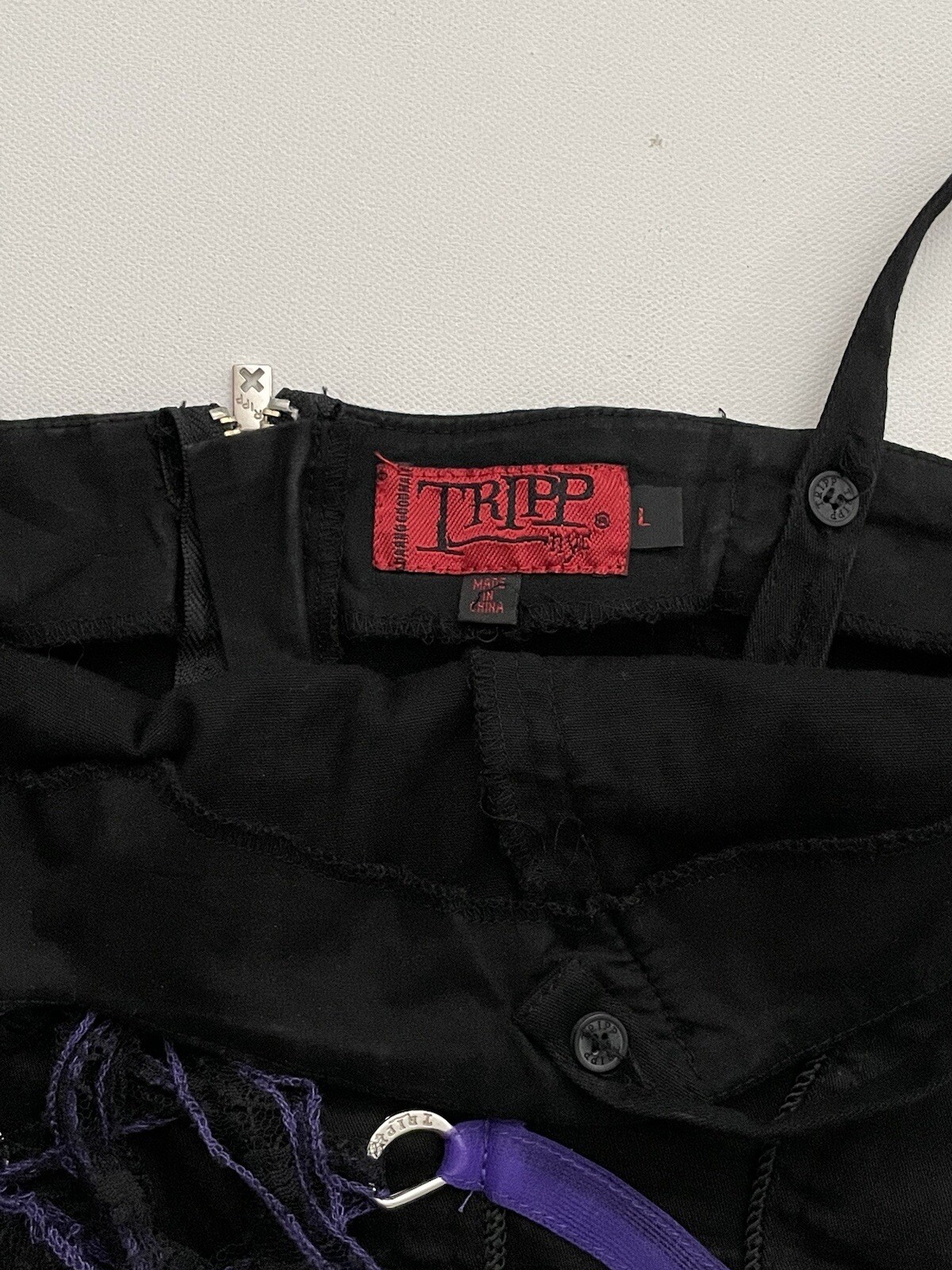 Tripp NYC Purple Black Lace up Corset Mesh tutu mini dress vintage y2k goth L image 2