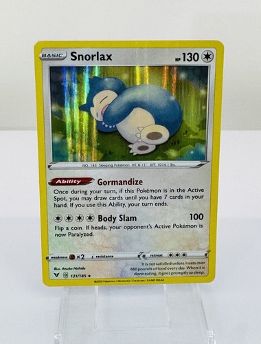 Tarjeta Pokémon holográfica Snorlax 131/185 Vivid Voltage 2020 rara casi nueva-como nueva - Imagen 3 de 10