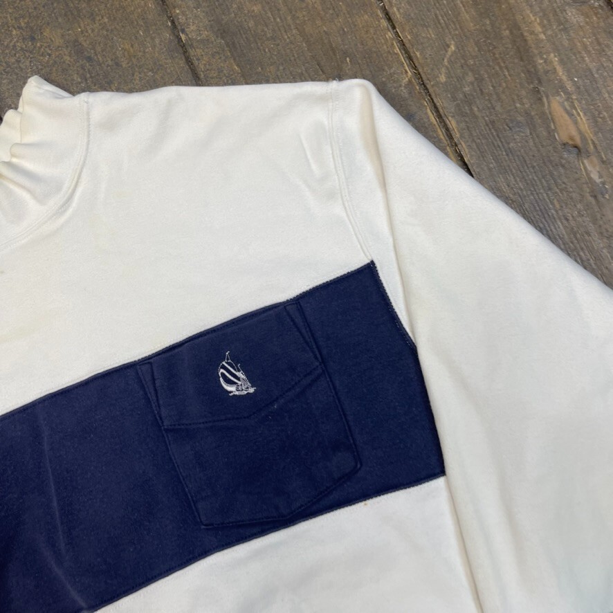 Nautica Sweatshirt Mens Mock Neck Vintage Heavyweight Sailng Jumper White, Large image 4