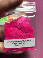 TSP Solvent Resistant NEON PINK COFFEE CUP Shape Glitter Epoxy US Seller