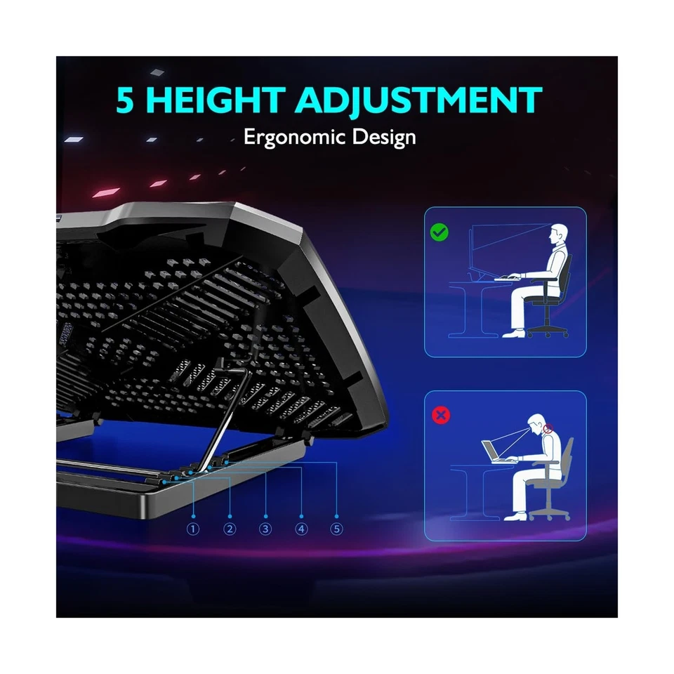 Almohadilla de enfriamiento para computadora portátil Soporte para refrigerador para computadora portátil, almohadilla de enfriamiento para ventilador para computadora portátil para 12-15.6 pulgadas... Foto 2 de 4