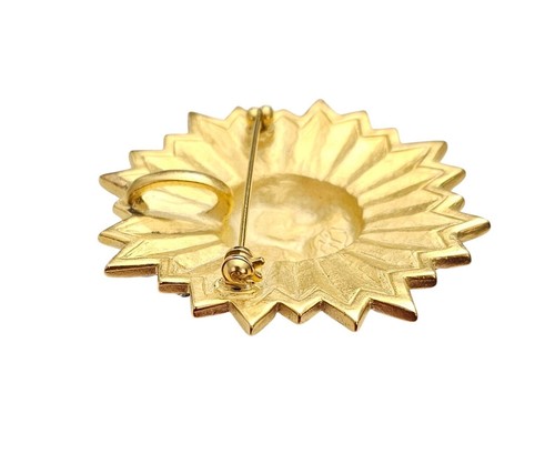 Karl Lagerfeld Vintage Sun Face Brooch Rhinestone Pin Pendant, Signed E892 - Picture 9 of 11