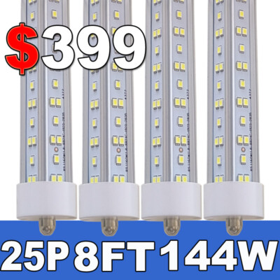 8FT LED Tube Light T8  Single Pin Bulb FA8 144W LED Shop Light 8Foot 25PC 6500K