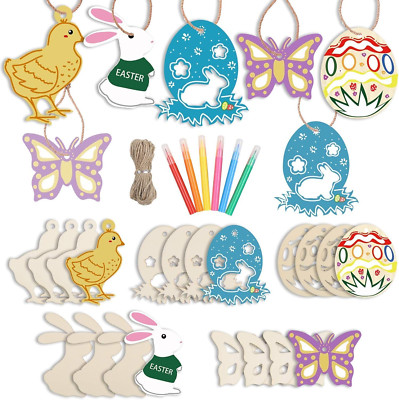 20 Stück Ostern Basteln Holz,Holzanhänger Ostereier zum Bemalen,DIY Ostern Anhän