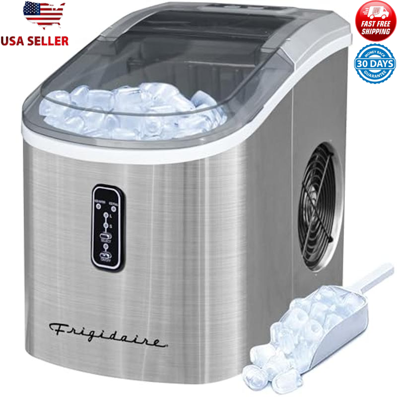 Stainless Steel Ice Maker 26lbs/Day Self Cleaning Function 2 Ice Sizes New