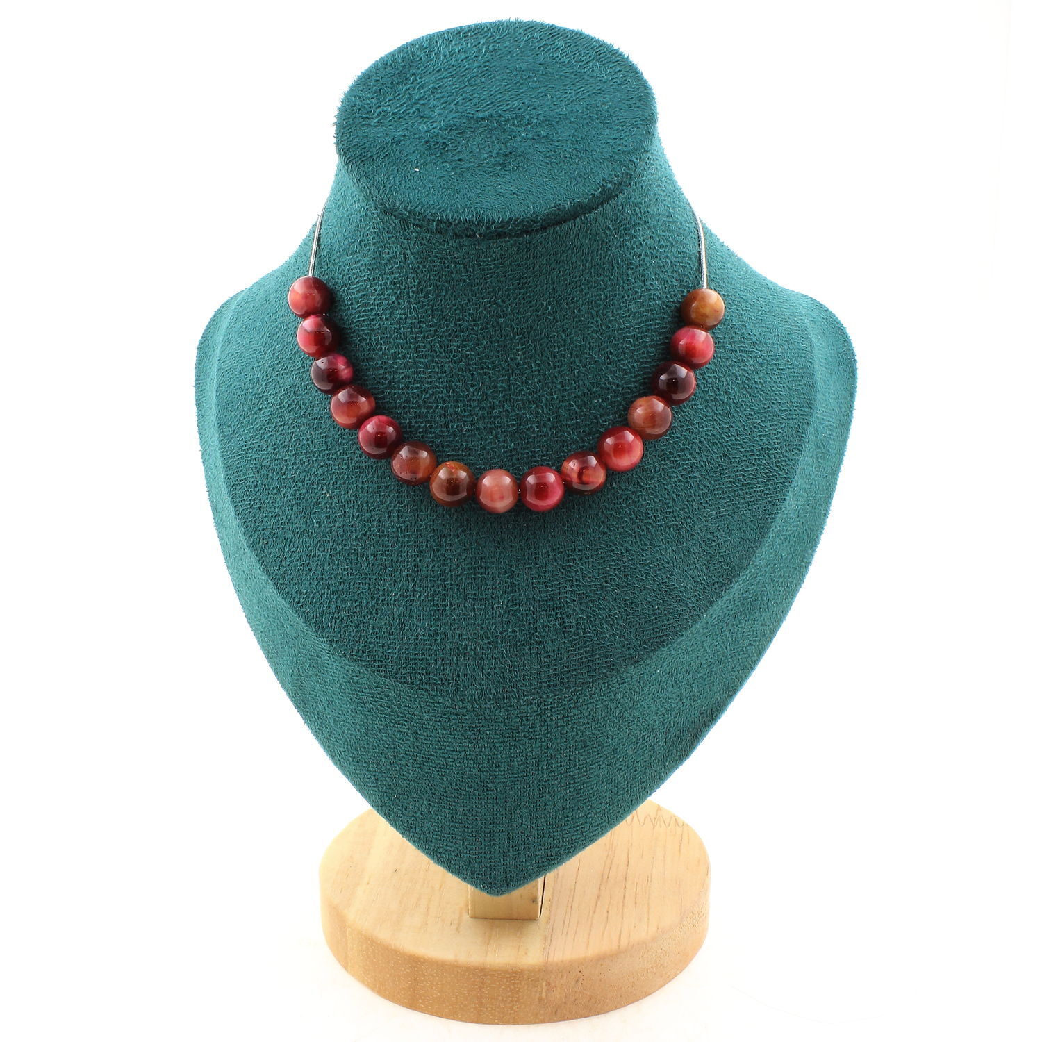 Collier oeil de tigre bicolore 15 perles, le cadeau d'anniversaire idéal