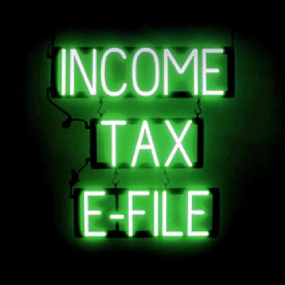 S L1200 Spellbrite Income Tax E-File Sign | Neon Sign Look, Led Light | 22.6&Quot; X 23.8&Quot;