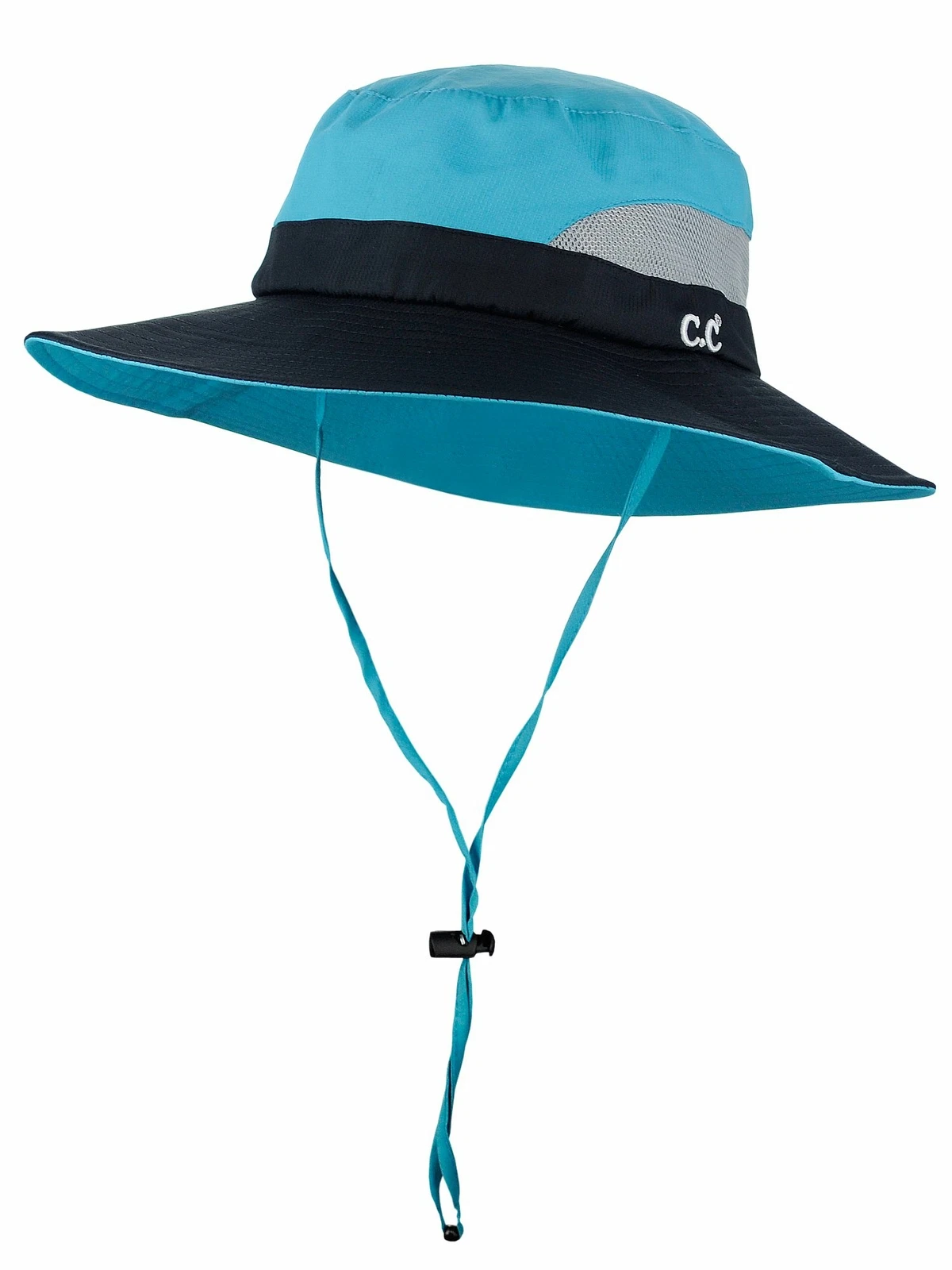 C.C Safari Sun Hat Wide Brim Hat with Ponytail Hole Packable for Hiking Camping