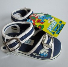 NEW Vintage 1982 Smurf Baby Shoes Size 2 Sandals BBC Peyo Buckles Blue w/ Tags 
