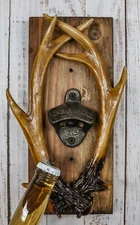 Ebros Rustic Western Stag Deer Antlers Bottle Cap Cast Metal Opener 10.75" High