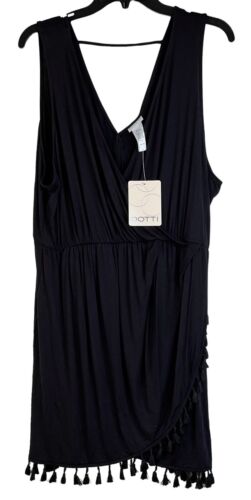 New with Tags Dotti Black Sleeveless Crossover Summer Tassel Dress Size Small