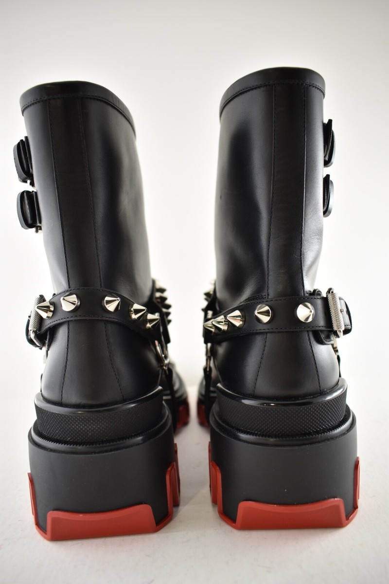 Christian Louboutin Dune Bike Spike Black Leather Platform