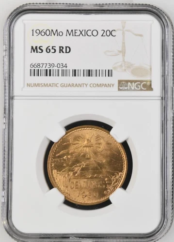 Mexico 20 Centavos 1960 Mo NGC MS 65 RD