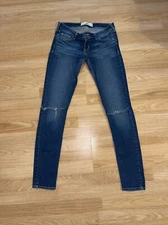 Pantalon Para Mujer Vaqueros Hollister Desgastados Ajustados De Mezclilla 27X33