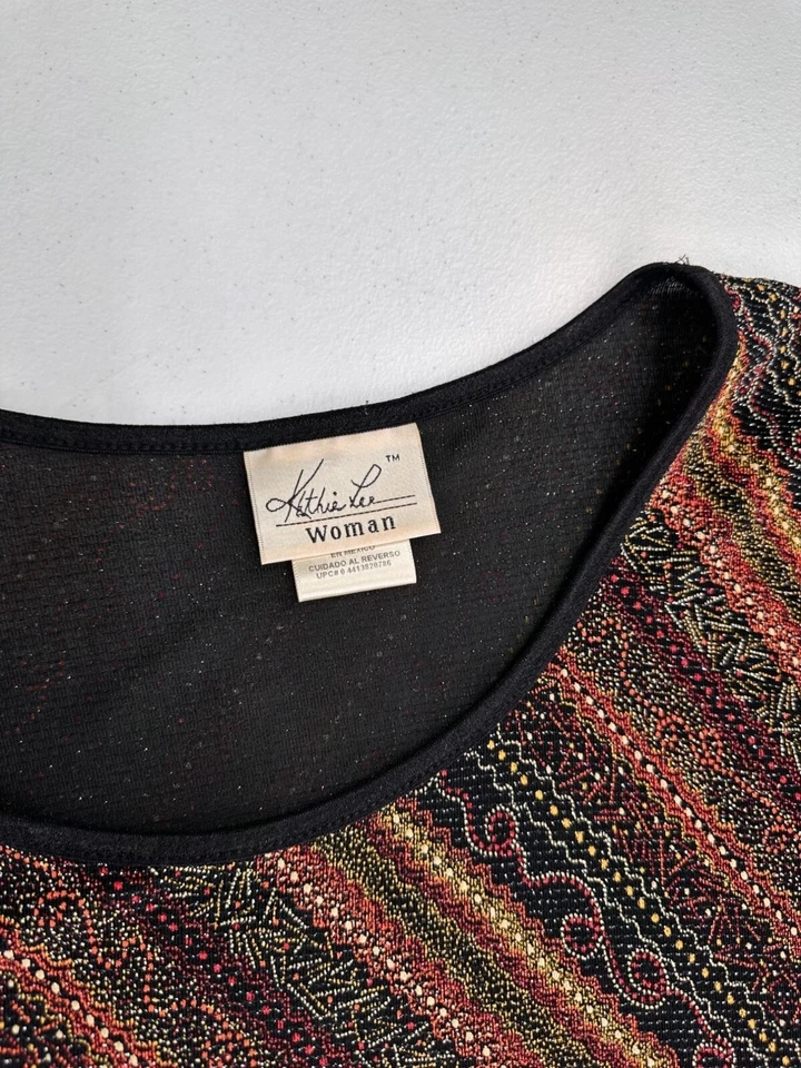 Kathie Lee Woman Multi-Color Top Blouse Striped Pattern Size 3X 22/24 - Image 3 of 4