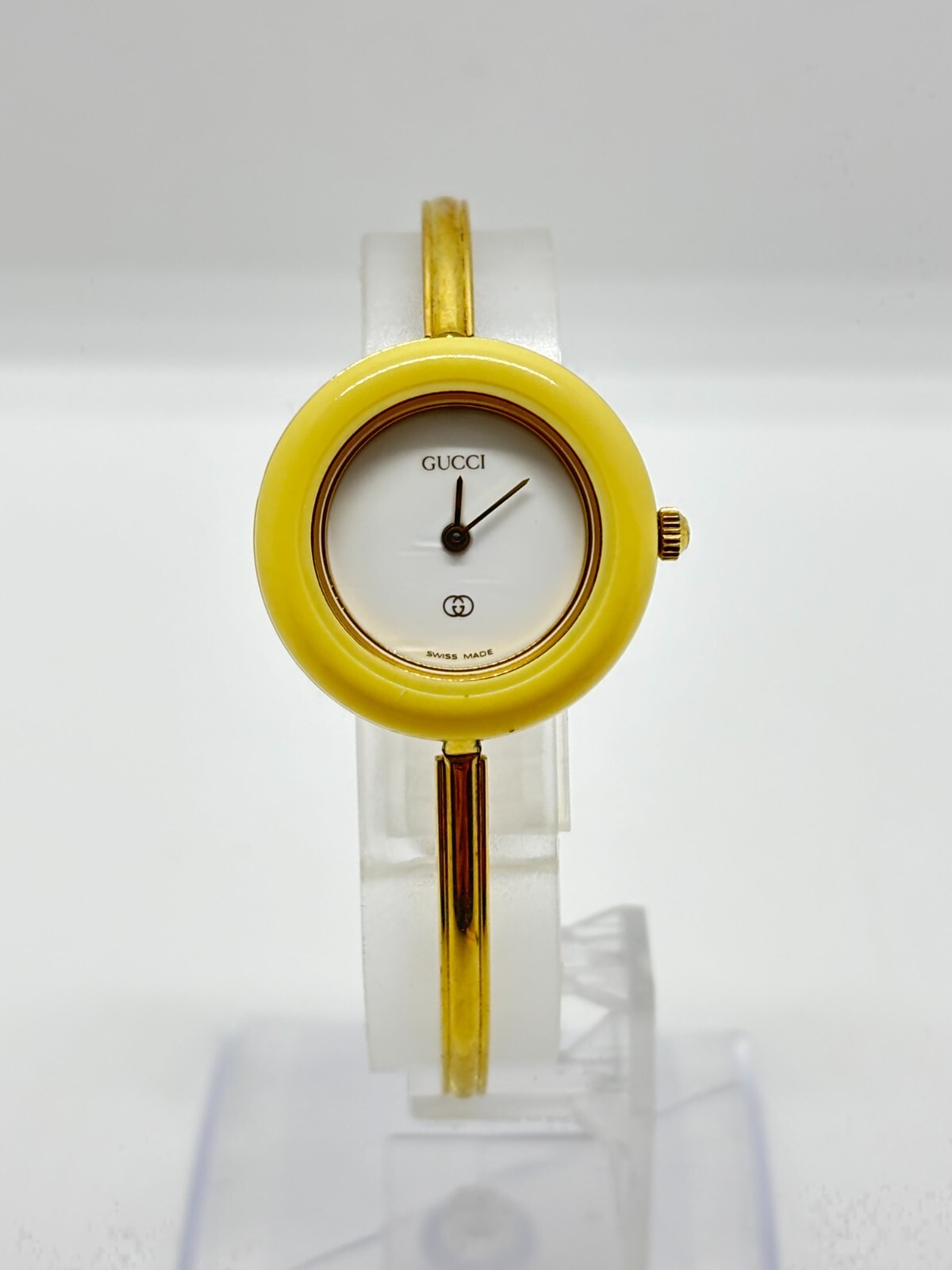 [Exc+5] GUCCI Change Bezel 11/12 Watch White Dial White Used Working F/S