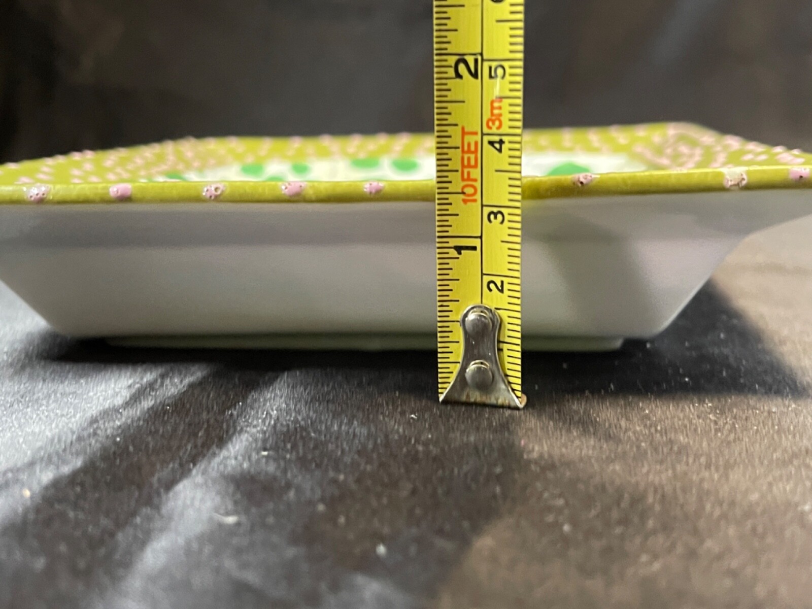 Vintage John Derian Company - Retangle Collector Plate - Bird Pink Dots 5511