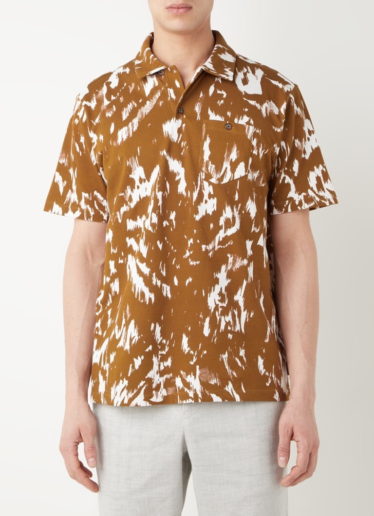 Хлопковая рубашка-поло из пике с короткими рукавами TED BAKER London Camel Mirin 2 XS 30490₽