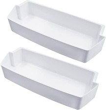 White Shelf Bin Compatible with Kenmore Whirlpool Refrigerator 2187172 2-PC