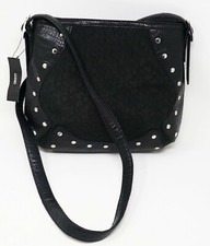NWT DKNY Chino Black Logo Crossbody Handbag Purse Silver Stud Detail