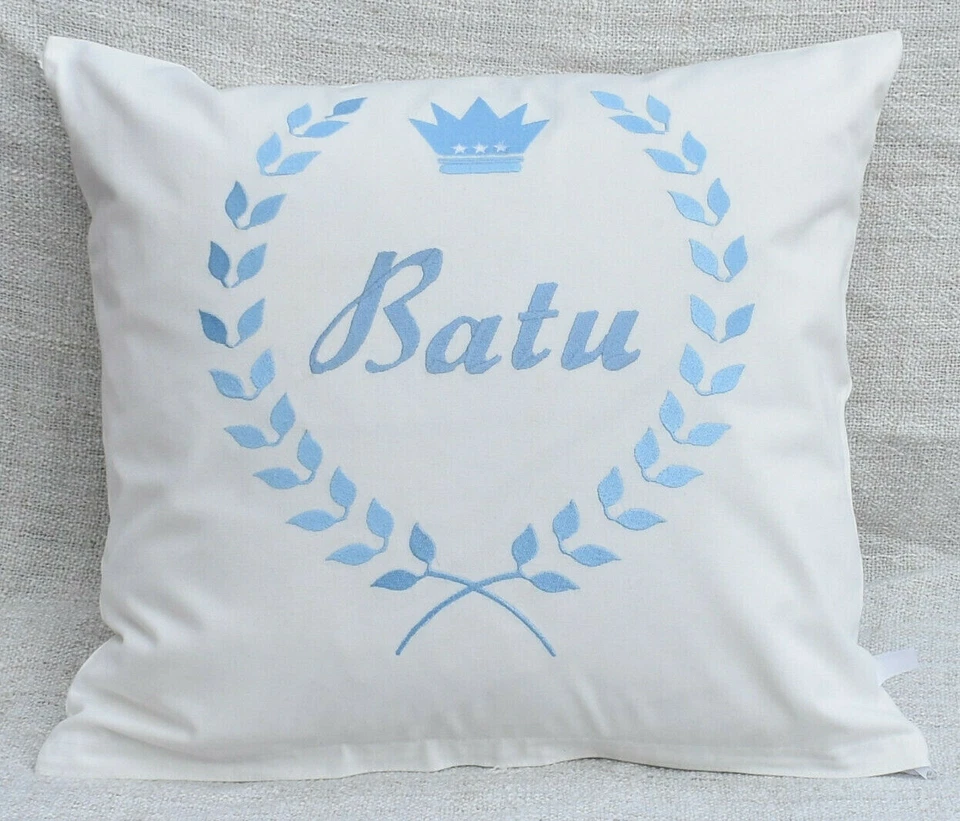 Personalisierte Kssenhülle, baumwolle Kissenbezug Bestickt mit Namen und Muster - Bild 3 von 4