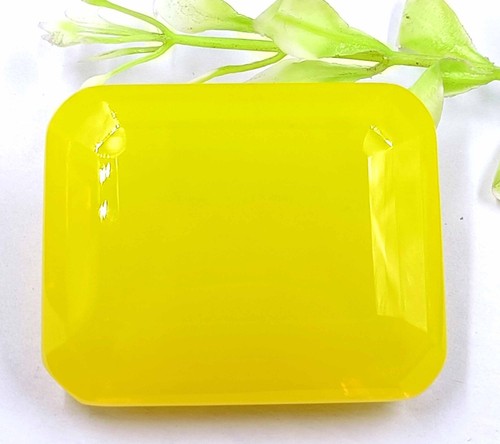 ALLURING 191 CT EGL CERTIFIED UNTREATED YELLOW OPAL EMERALD CUT LOOSE GEMSTONE - Picture 6 of 9
