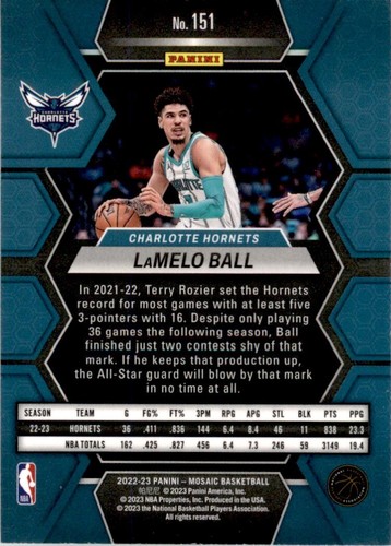 2022-23 Panini Mosaic - LaMelo Ball #151 - Picture 2 of 2