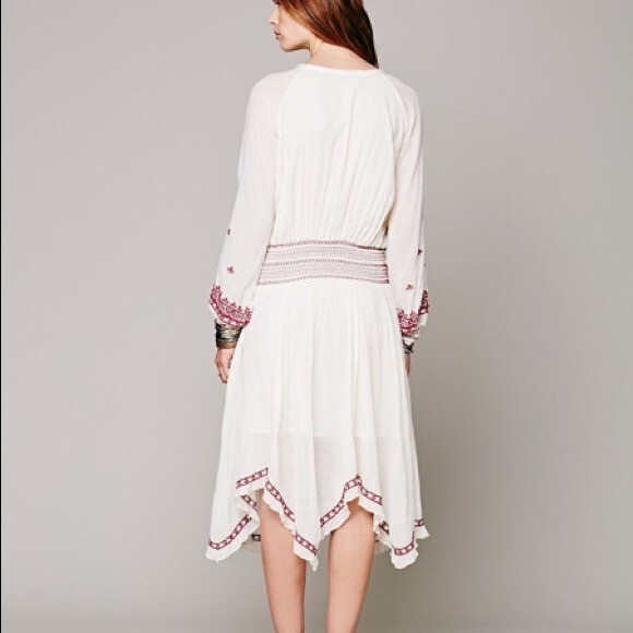 NEW!! Free People Neo Folk Sz L midi dress peasant embroidered flowy | eBay