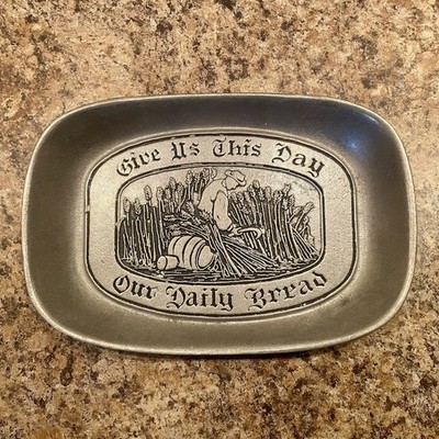 Beautiful Pewter Bread Tray | Wilton Armetale ''Give Us This Day Our Daily Bread''