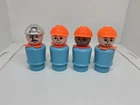 Vintage Fisher Price little people lot of 4 blue construction worker men & boss