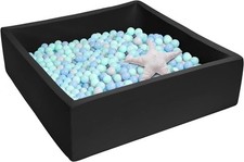 Extra Large Square Foam Ball Pit for Toddler, 47" x 47", black