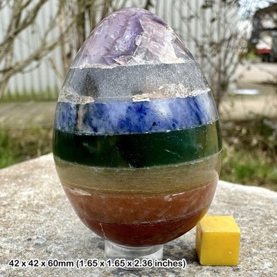 Chakra Kristall Ei 6 cm echter polierter Stein Regenbogen Display Präparat Natur