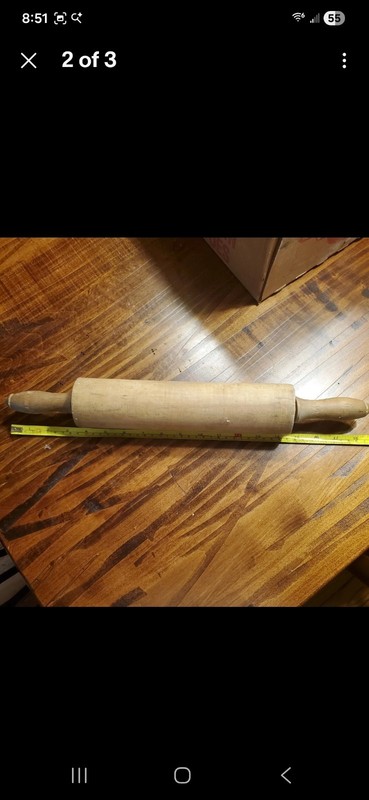 Vintage 17" Wooden Rolling Pin Wood Handles Roller Baking Kitchen