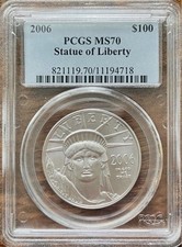 2006 $100 American Platinum Eagle 1 Oz Platinum  MS70 PCGS 3500.00 per troy oz