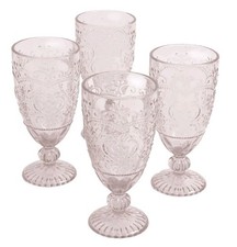 Four (4) Pioneer Woman ~ AMELIA ~ 14.7 Ounce ~ Embossed Glass ~ ROSE Goblets
