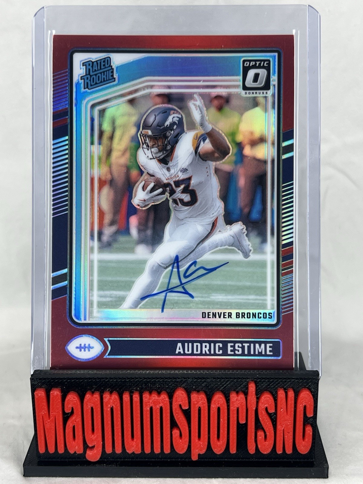 2024 Panini Donruss Optic Audric Estime Red Prizm Rated Rookie On Card Auto 5/75