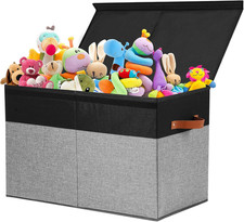 Large Toy Storage Box with Lid, Sturdy Toys Storage Chest Bin Organizer Basket w
