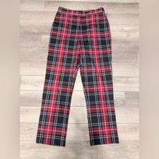 Draper James RSVP Plaid Pants Womens Medium Red Navy High Rise Straight Leg