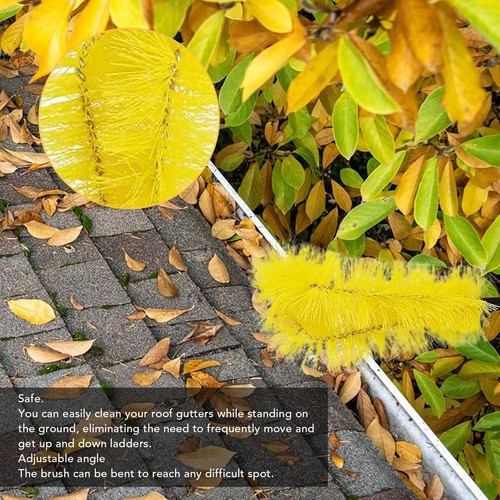 Gutter Cleaning Brush with Stainless Steel Long Rods Nylon Adjustable Gutter - Picture 5 of 12