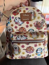 Loungefly Disney Dogs Mini Backpack Cream Multicolor Lady Tramp 101 Dalmatians