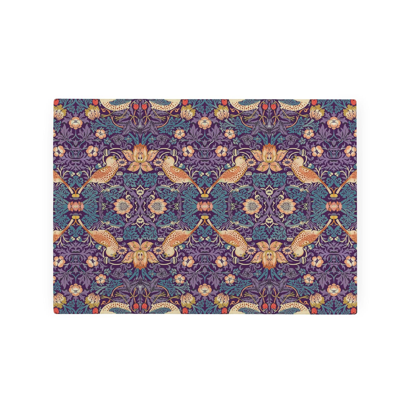 Purple Strawberry Thief Small Glass Worktop Saver - William Morris Artwork Gifts