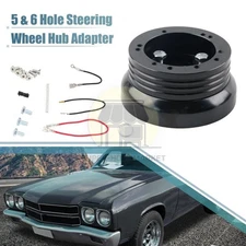 For GM Chevy 5 & 6 Hole Steering Wheel Hub Adapter Flaming River Ididit Black